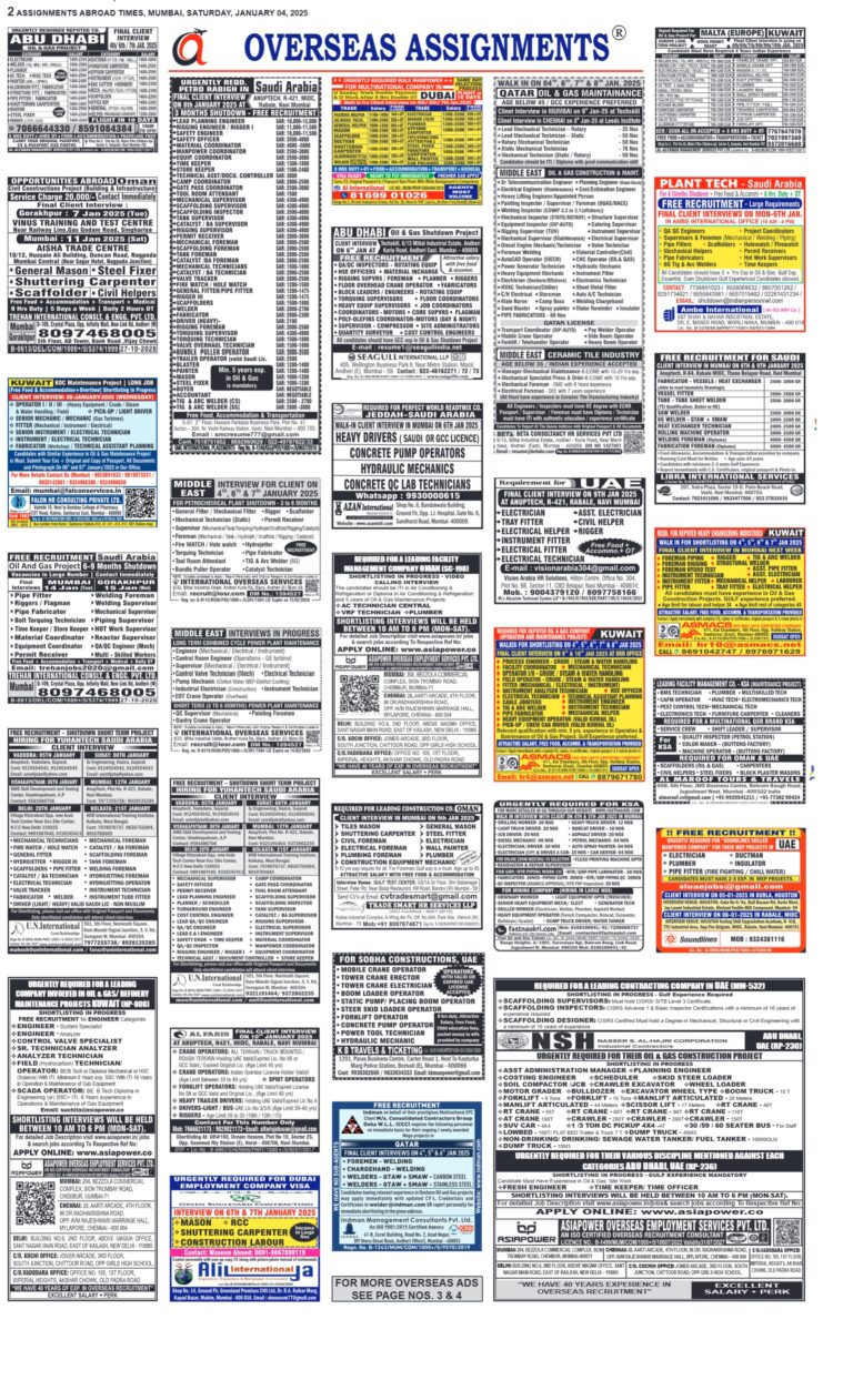 assignment abroad times 04th January 2025