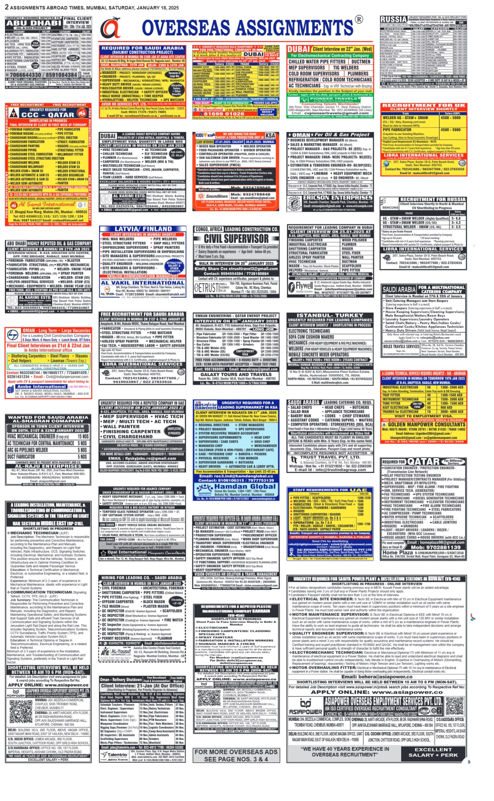 assignment abroad times 19th January 2025