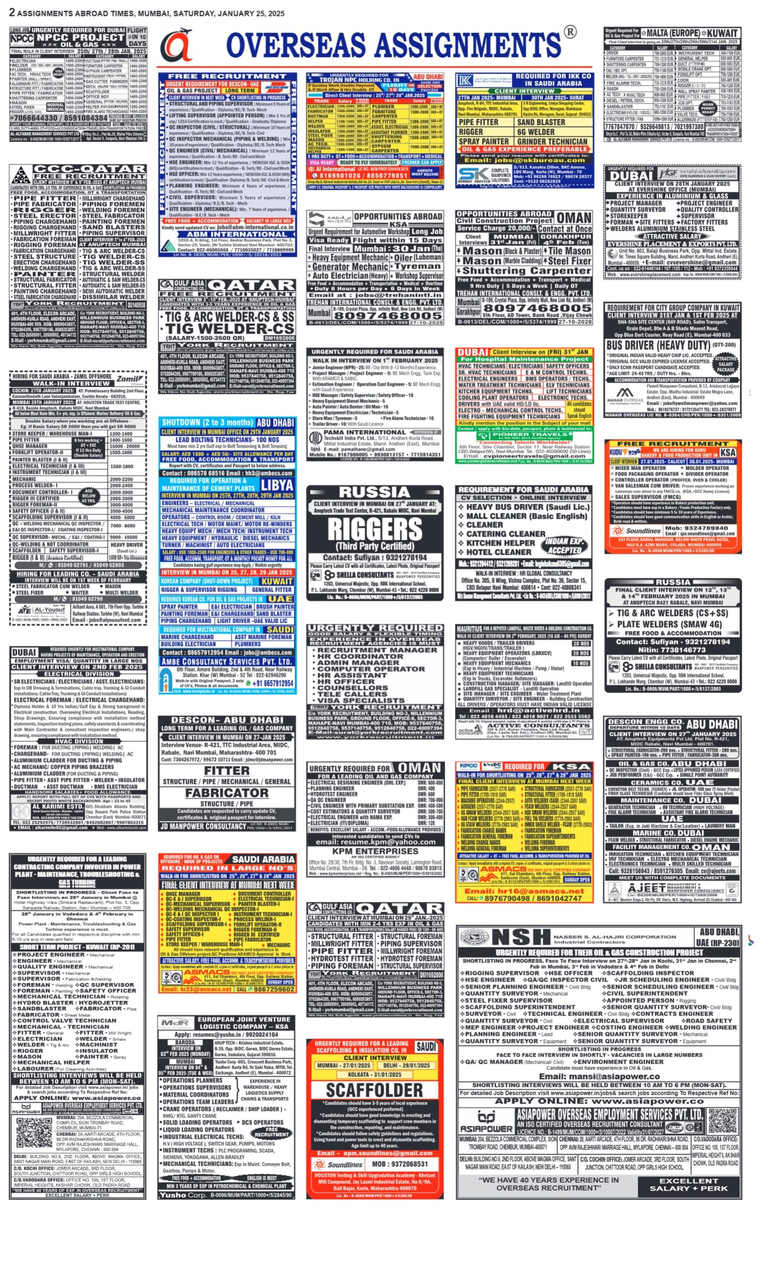 assignment abroad times 25th January 2025