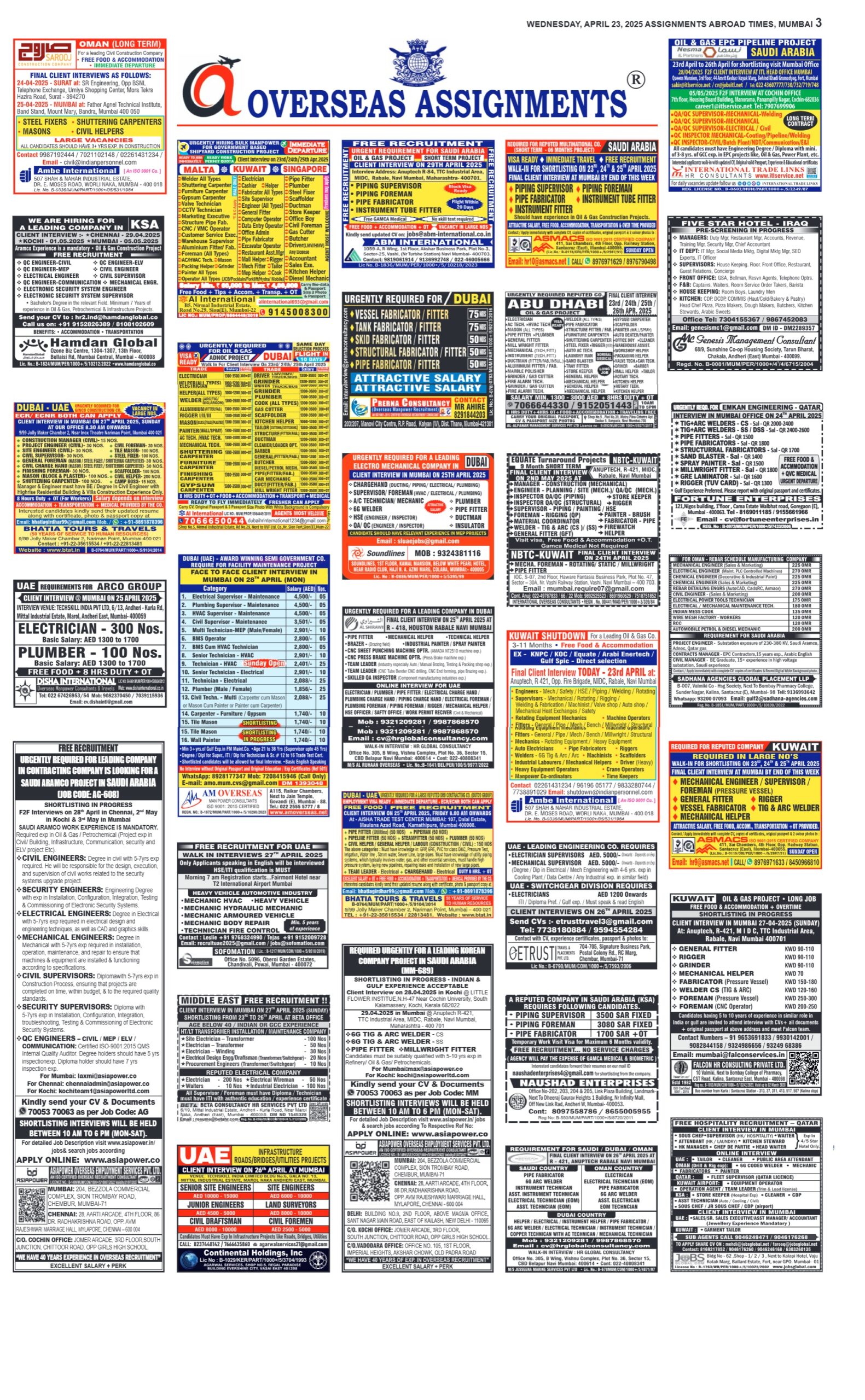 assignment abroad times 24th April 2025