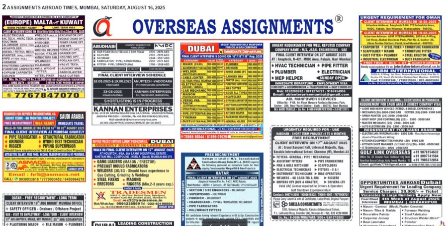 assignment abroad times 13th August 2025