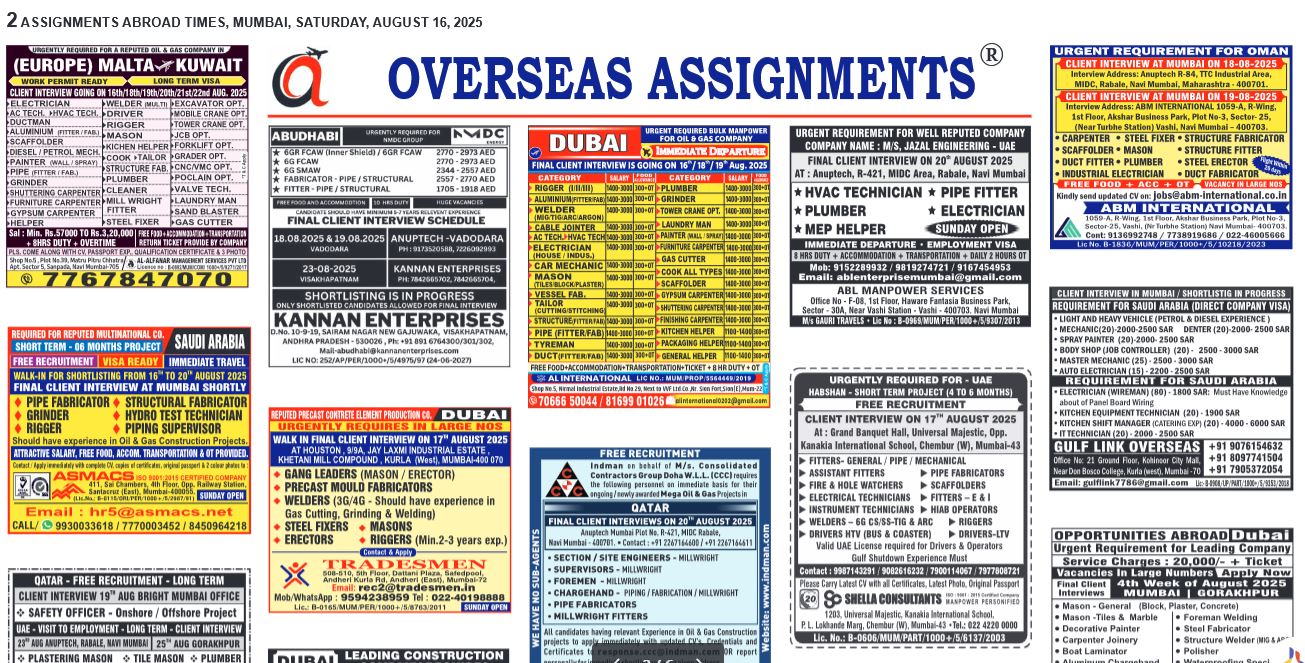 assignment abroad times 13th August 2025