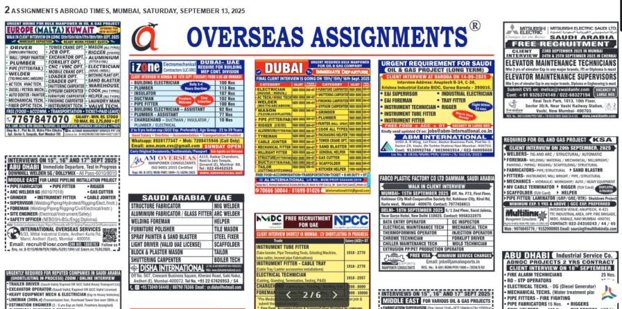 assignment abroad times 13th Sept 2025