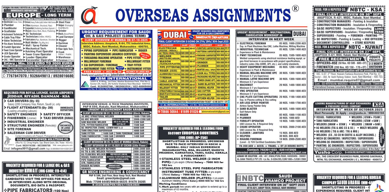 assignment abroad times 27th Sept 2025